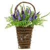 Hot 20 in. Spring Wall Hanging Basket with Astilbe Flowers, Ferns, Leafy Greens Hanging Plants