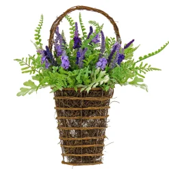 Hot 20 in. Spring Wall Hanging Basket with Astilbe Flowers, Ferns, Leafy Greens Hanging Plants