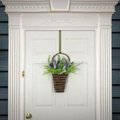 Hot 20 in. Spring Wall Hanging Basket with Astilbe Flowers, Ferns, Leafy Greens Hanging Plants