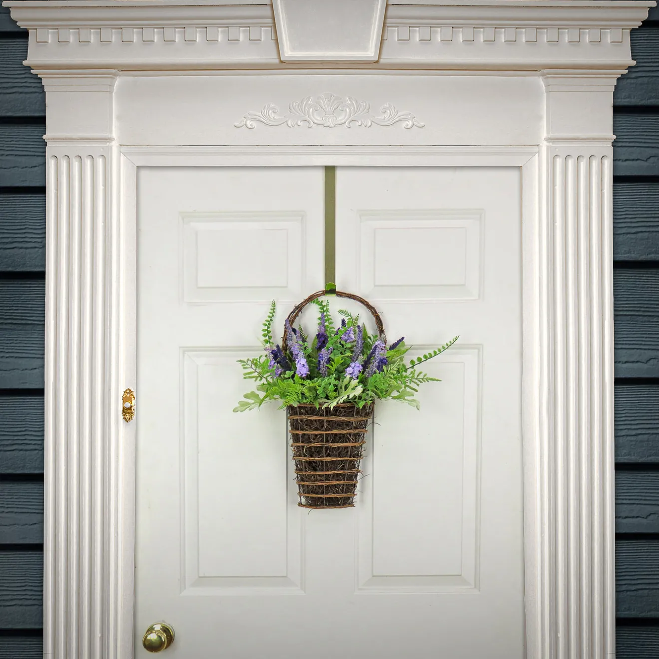 Hot 20 in. Spring Wall Hanging Basket with Astilbe Flowers, Ferns, Leafy Greens Hanging Plants