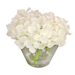 Online 8 in. Spring White Hydrangea Bouquet in Glass Vase Flower Arrangements
