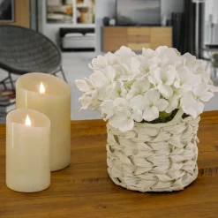 Online 10 in. Spring White Hydrangea Bouquet in White Basket Flower Arrangements