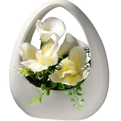 Hot 9 in. Spring White Lilies and Orchids Flower Pot Potted Plants