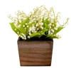 New 10 in. Spring White Lily-of-the-Valley Flowers in Wood Box Potted Plants