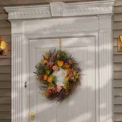 Sale 24 in. Spring Wildflower Wreath with Flower Blooms, Berry Clusters, Leaves Wreaths