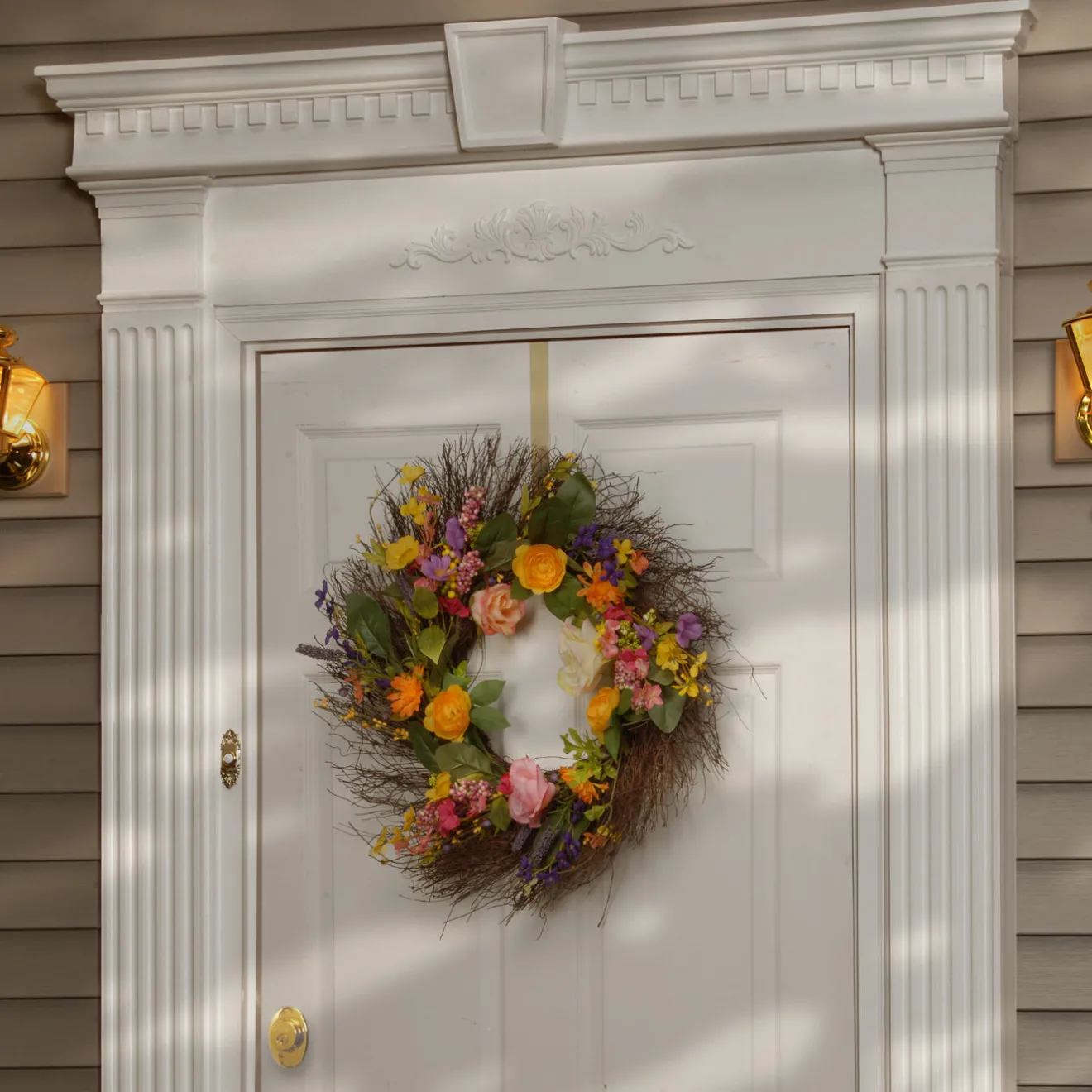 Sale 24 in. Spring Wildflower Wreath with Flower Blooms, Berry Clusters, Leaves Wreaths