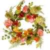 Hot 22 in. Spring Wreath with Assorted Flowers, Fern Fronds, and Leafy Greens Wreaths