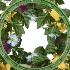 18 in. Spring Wreath with Colorful Daisies, Hydrangeas, Roses, Leafy Greens Wreaths