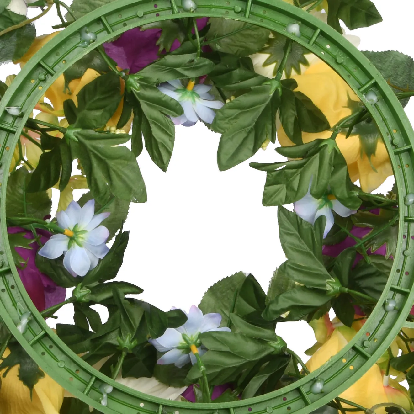 18 in. Spring Wreath with Colorful Daisies, Hydrangeas, Roses, Leafy Greens Wreaths