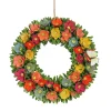 Sale 20 in. Spring Wreath with Colorful Assorted Wood Cut Flowers, Flowing Green Leaves Wreaths