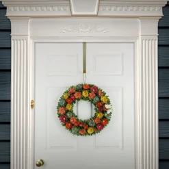 Sale 20 in. Spring Wreath with Colorful Assorted Wood Cut Flowers, Flowing Green Leaves Wreaths