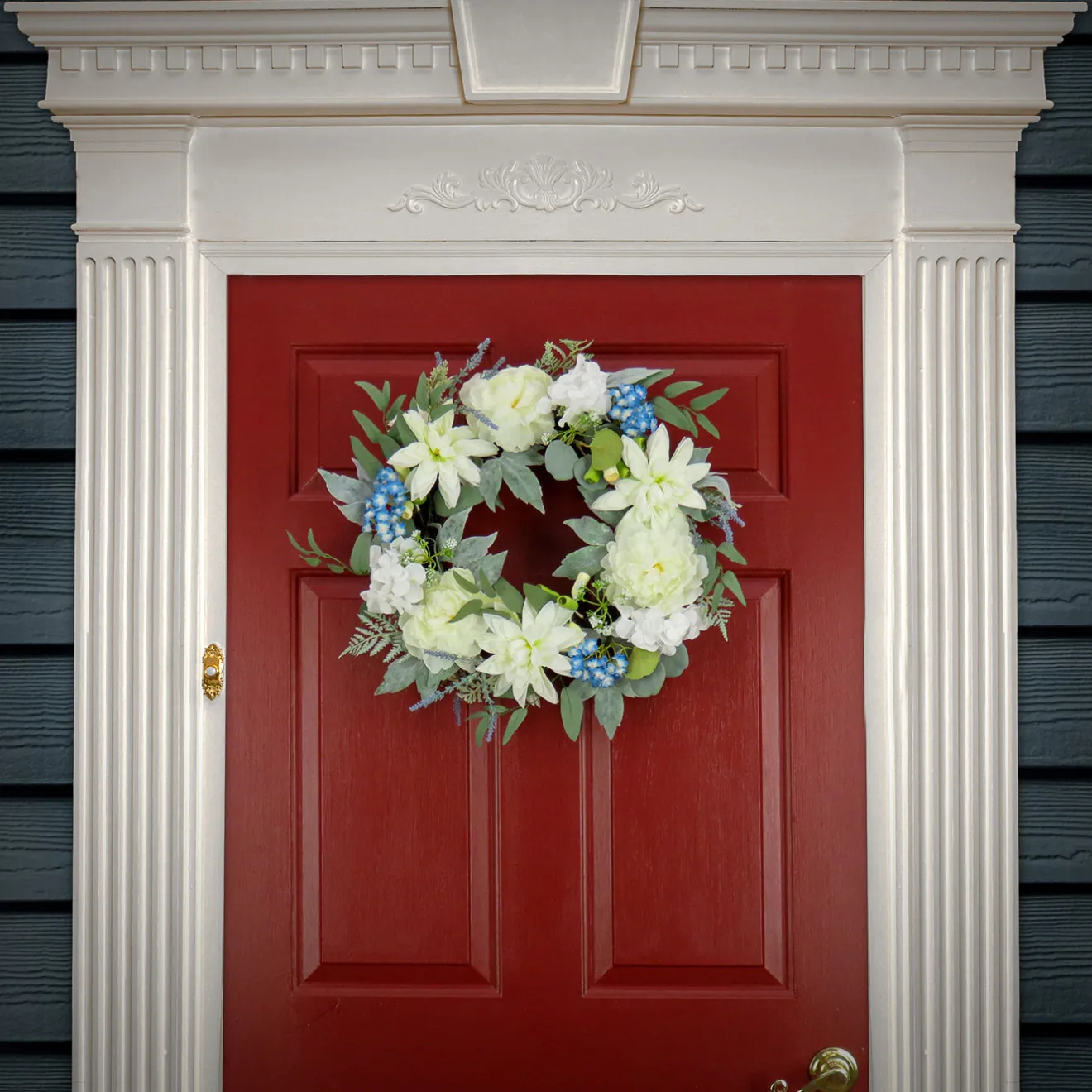 Best 24 in. Spring Wreath with Dahlia, Peony, and Hydrangea Blooms Wreaths