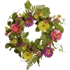 22 in. Spring Wreath with Dasiy Blooms, Leafy Greens Wreaths