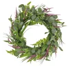Outlet 22 in. Spring Wreath with Eucalyptus Leaves, Lavender, Flowing Green Stems Wreaths