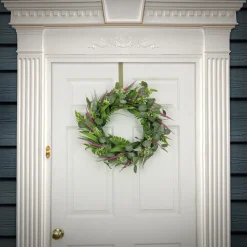 Outlet 22 in. Spring Wreath with Eucalyptus Leaves, Lavender, Flowing Green Stems Wreaths