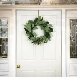 Clearance 22 in. Spring Wreath with Eucalyptus Leaves, Magnolia Blooms, Flowing Green Stems Wreaths