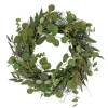 Discount 22 in. Spring Wreath with Eucalyptus Leaves, Baby's Breath, Flowing Green Stems Wreaths