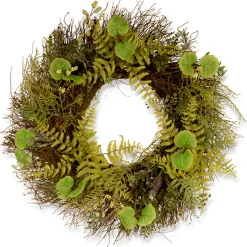 New 24 in. Spring Wreath with Fern Leaves, Lavender, Leafy Greens Wreaths