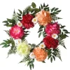 Discount 22 in. Spring Wreath with Flower Blooms, Leafy Greens Wreaths