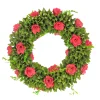 Outlet 18 in. Spring Wreath with Green Assorted Flower Blooms, Seed Pods, Flowing Green Stems Wreaths