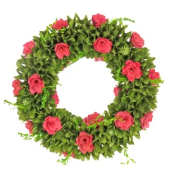 Outlet 18 in. Spring Wreath with Green Assorted Flower Blooms, Seed Pods, Flowing Green Stems Wreaths