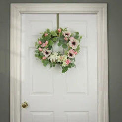 Discount 22 in. Spring Wreath with Hydrangea, Tulip, and Eucalyptus Blooms Wreaths