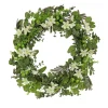 24 in. Spring Wreath with Mixed Flower Blooms and Flowing Green Stems Wreaths