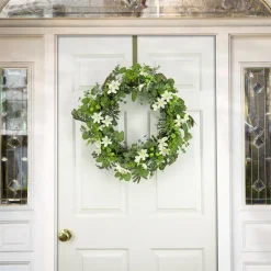 24 in. Spring Wreath with Mixed Flower Blooms and Flowing Green Stems Wreaths