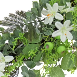 24 in. Spring Wreath with Mixed Flower Blooms and Flowing Green Stems Wreaths
