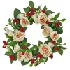 Discount 22 in. Spring Wreath with Peony Flowers, Raspberries, and Leafy Greens Wreaths