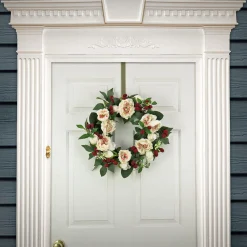 Discount 22 in. Spring Wreath with Peony Flowers, Raspberries, and Leafy Greens Wreaths