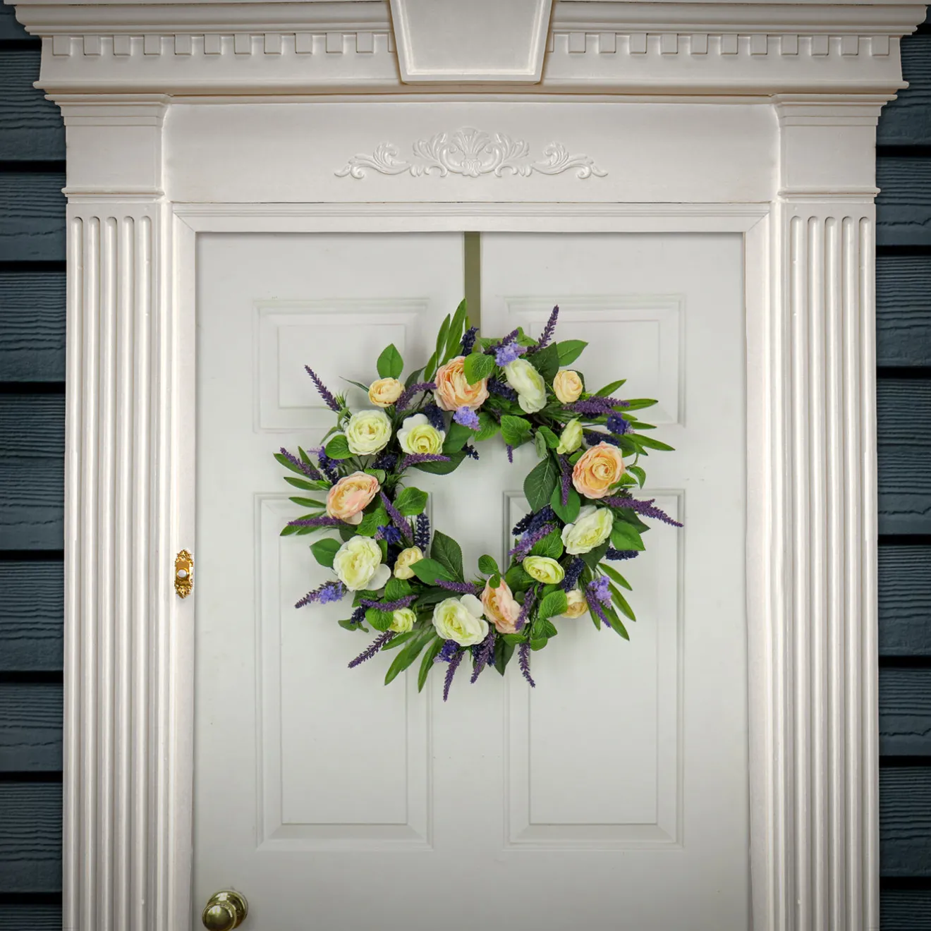 Best 24 in. Spring Wreath with Ranunculus and Astilbe Flower Blooms Wreaths
