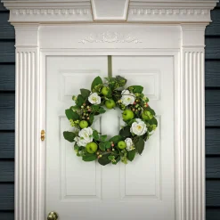 New 24 in. Spring Wreath with Rose Blooms, Apples, Leafy Greens Wreaths