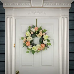 Hot 24 in. Spring Wreath with Rose and Peony Flower Blooms, Leafy Greens Wreaths