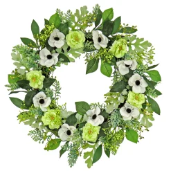 Online 24 in. Spring Wreath with Rose and Anemone Blooms Wreaths