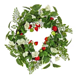 Hot 22 in. Spring Wreath with Strawberries, Petunia Blooms, and Leafy Greens Wreaths