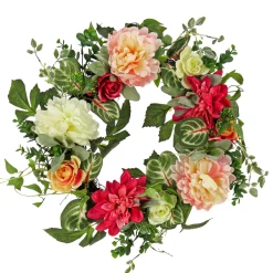 Sale 22 in. Spring Wreath with Tulip, Poppy, and Buttercup Blooms Wreaths