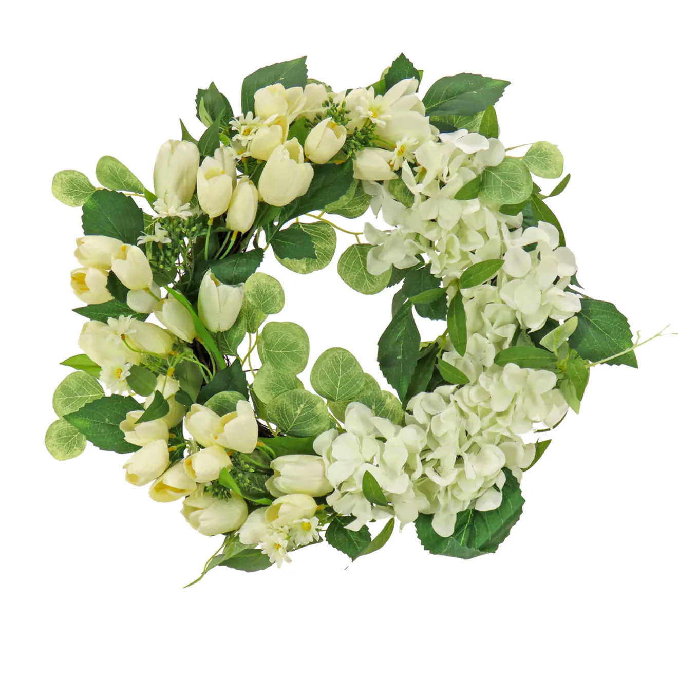 Hot 22 in. Spring Wreath with Tulip and Buttercup Blooms Wreaths