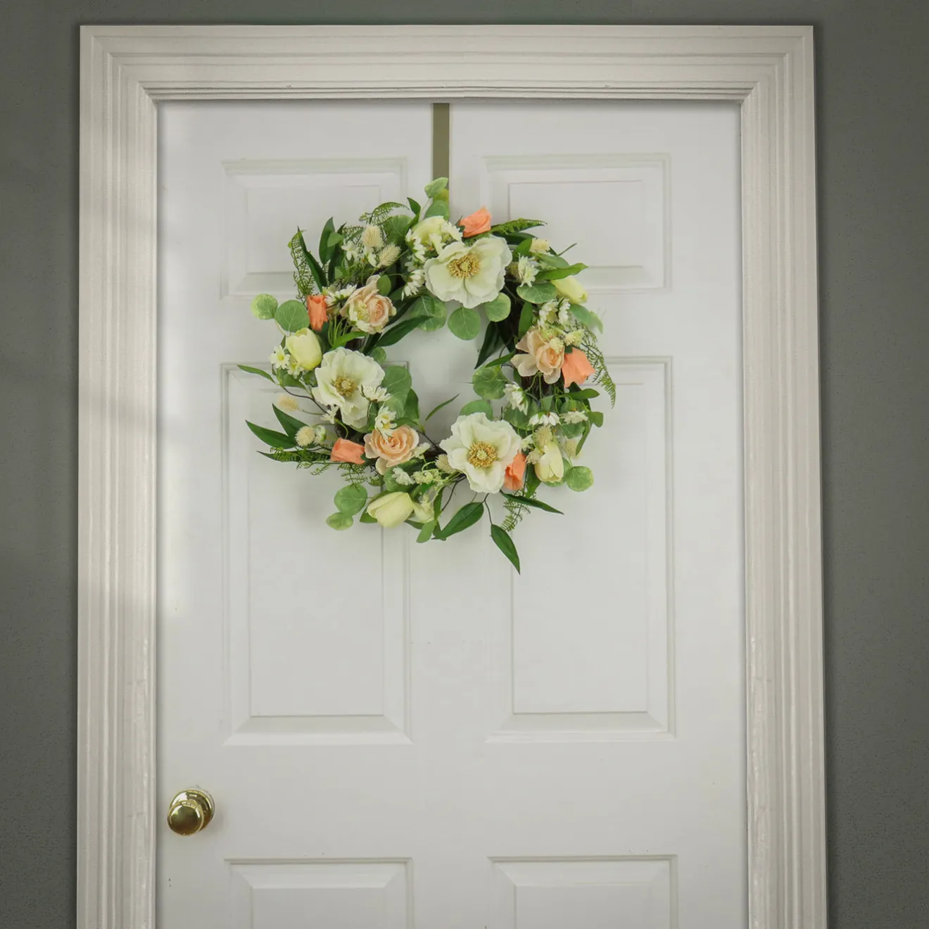 Discount 22 in. Spring Wreath with Tulip, Poppy, and Buttercup Blooms Wreaths