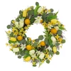 Best 22 in. Spring Wreath with Yellow Tulip Blooms, Lemons, and Forsythia Flower Blossoms Wreaths