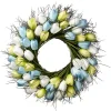 Hot 22 in. Spring Wreath with Yellow, Blue and White Tulips Wreaths