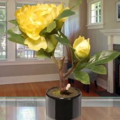 Outlet 10 in. Spring Yellow Peony Flower Pot Potted Plants