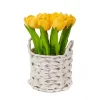Online 10 in. Spring Yellow Tulip Bouquet in White Basket Flower Arrangements