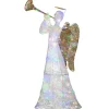 Outlet 60 in. Trumpeting White Angel with Multicolor LED Lights Yard Decorations