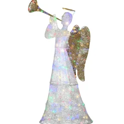 Outlet 60 in. Trumpeting White Angel with Multicolor LED Lights Yard Decorations