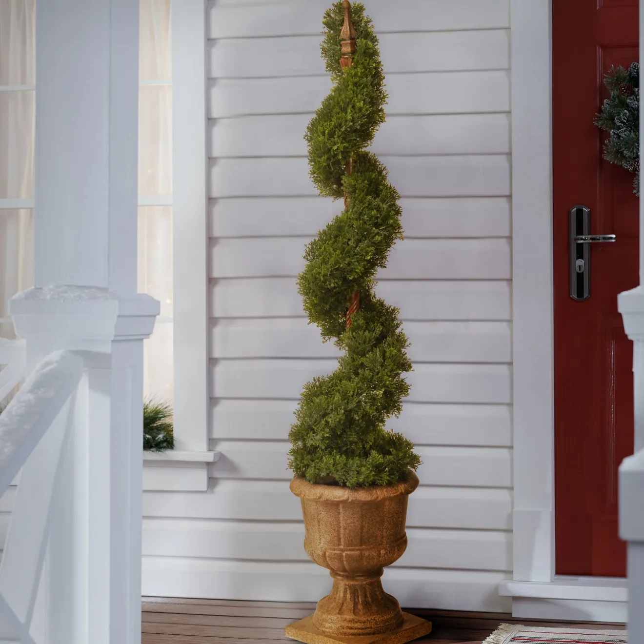 Online 48 in. Upright Juniper Spiral Topiary Tree in a Decorative Urn Topiaries & Shrubs