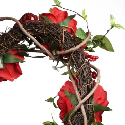 20 in. Valentine's Floral Heart Red Roses Wreath Wreaths