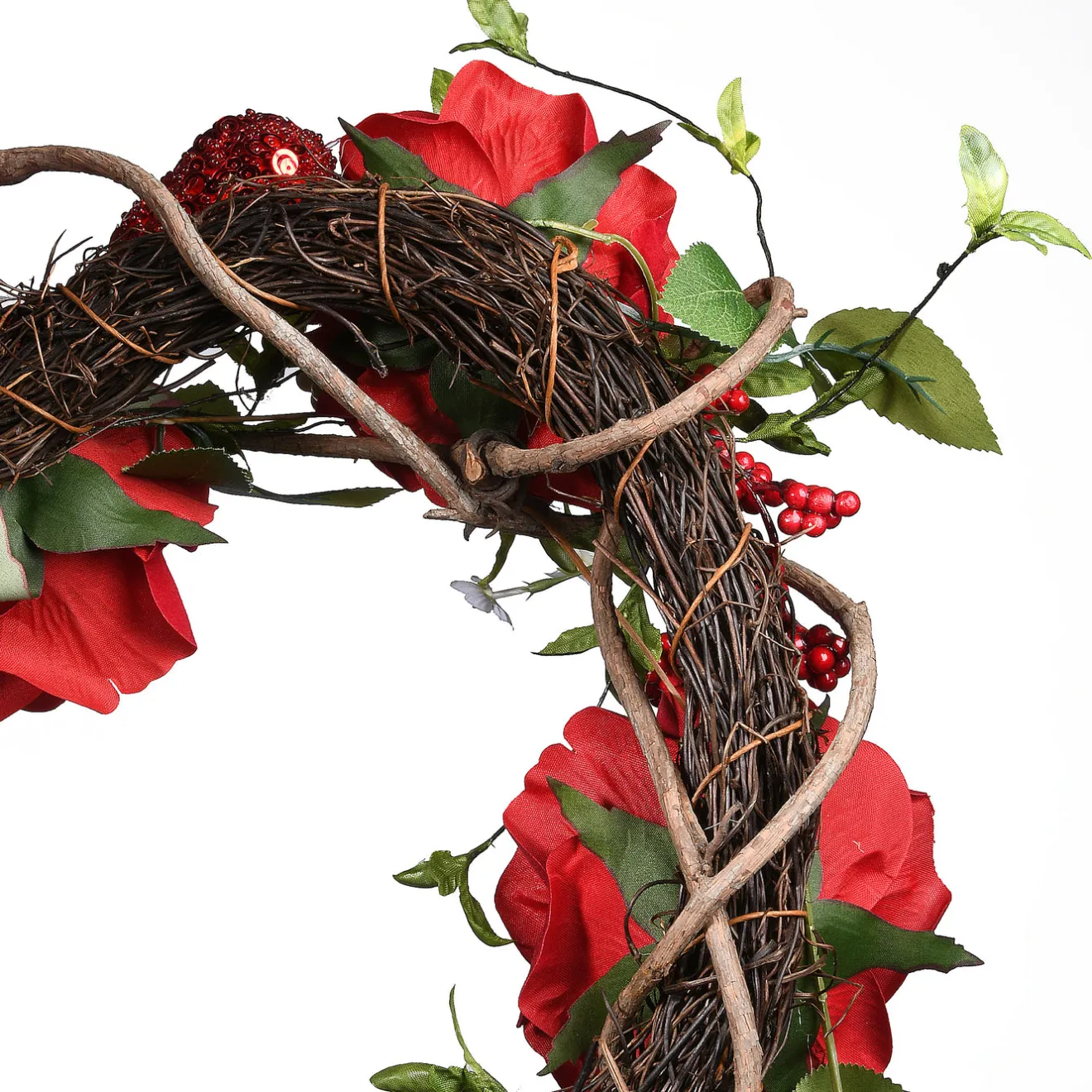 20 in. Valentine's Floral Heart Red Roses Wreath Wreaths
