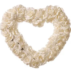 Hot 20 in. Valentine's Floral Heart White Roses Wreath Wreaths