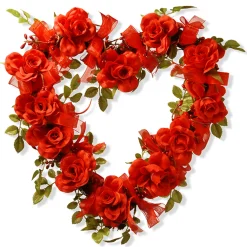 Outlet 16 in. Valentine's Floral Heart Rose Wreath Wreaths